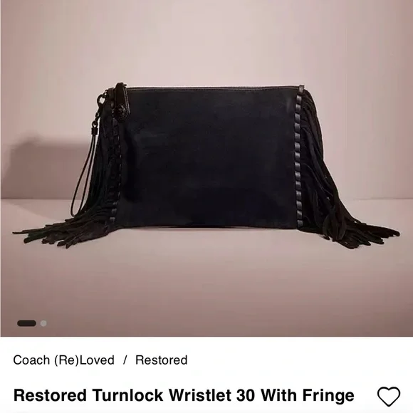 NWT Coach Turnlock Suede Wristlet 30 with Fringe - Picture 1 of 7